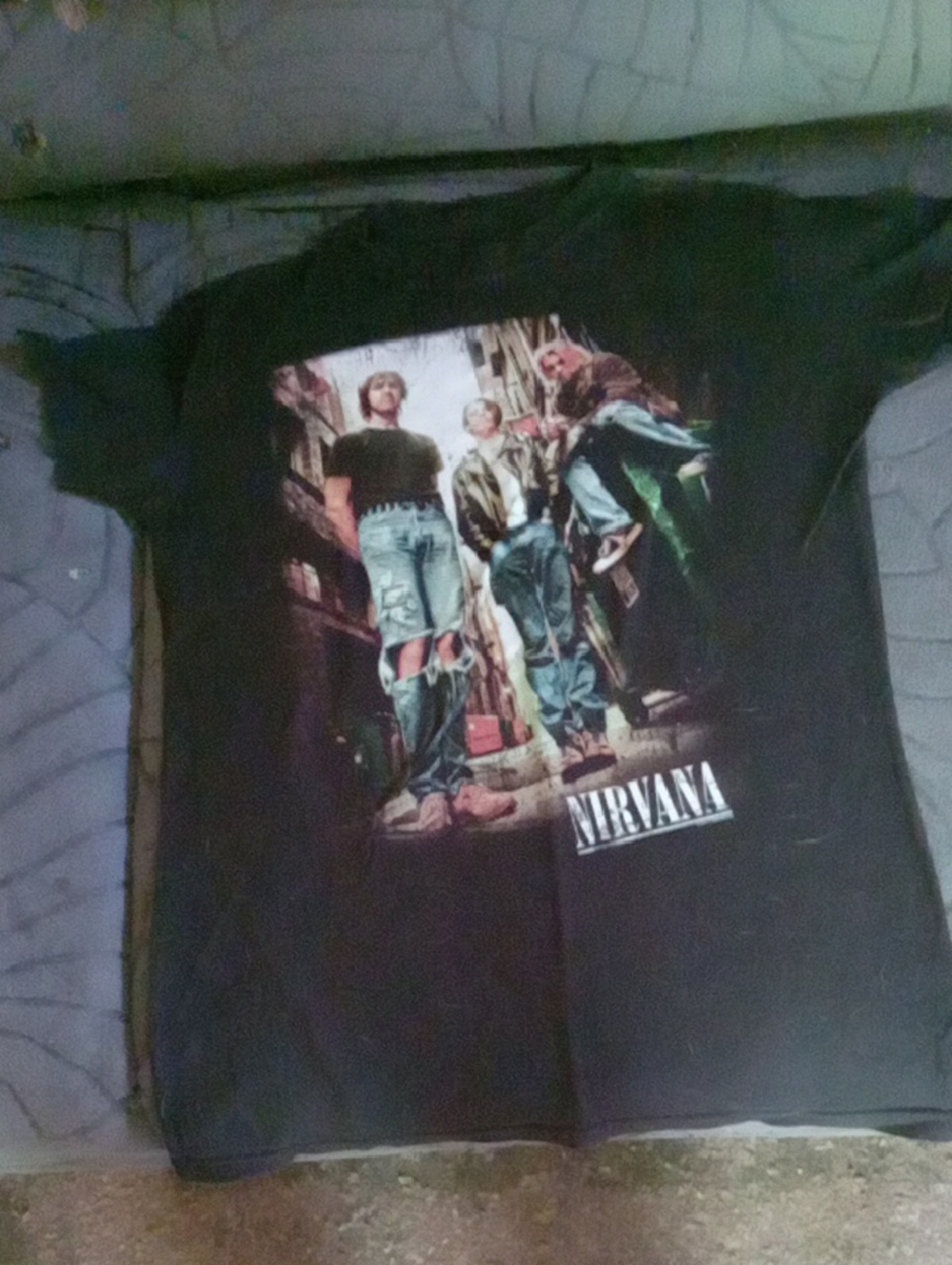 NIRVANA Black Graphic Band Tee with Full-Color Photo Print